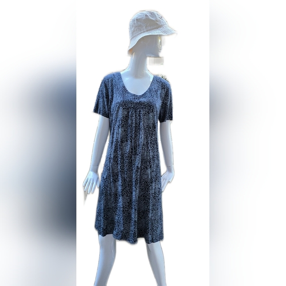 Fresh Produce Black,Grey & Blue Short Sleeve Cotton Dress. Xl - Picture 12 of 13